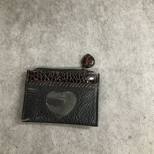 Brighton Coin Purse Black With Brown Pebbled Trim